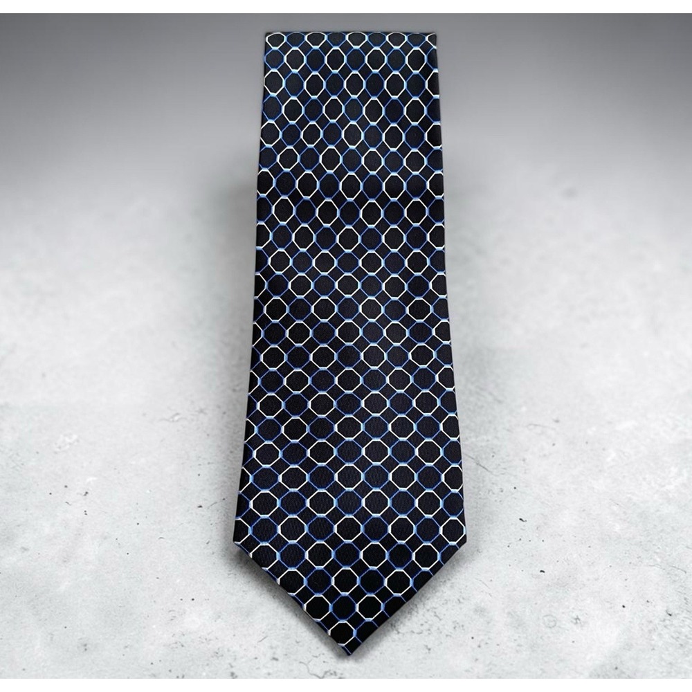 Nautica Silk Tie Men Navy Geometrical Classic Business NEW - Picture 2 of 11